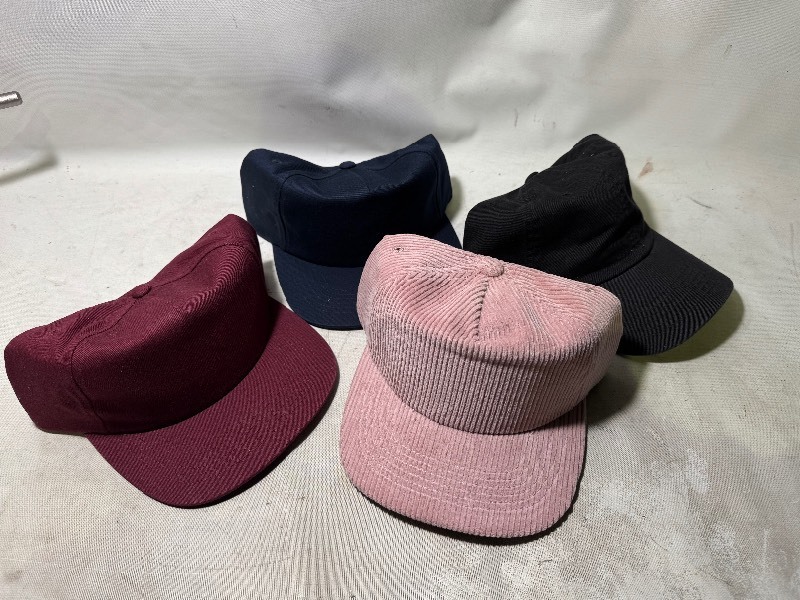 lot 49 image: New 4pc Atonal Headwear Blank Hats, Corduroy and Canvas