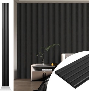 lot 10 image: New Art3D Slat 94.5x8 Acoustic Panel for Wall and Ceiling, 3D Fluted Sound Absorbing Panel w Wood Finish, Black