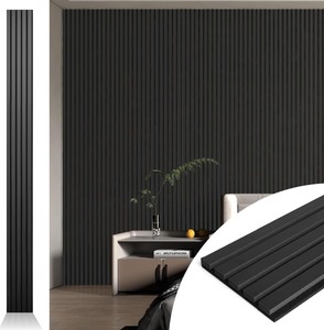 lot 11 image: New Art3D Slat 94.5x8 Acoustic Panel for Wall and Ceiling, 3D Fluted Sound Absorbing Panel w Wood Finish, Black