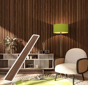 lot 17 image: New SlatSolution Wood Cladding Semi Circle 94.5x6 Oak Brown Wall Panel