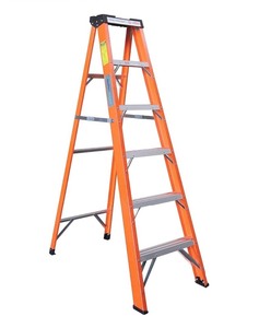 lot 21 image: Simpli-Magic FG107 Heavy Duty Portable Fiberglass StepLadder 250lb Capacity, Orange