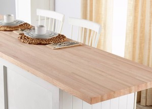 lot 2 image: New allen  roth 7x18x1.5 Natural Hevea Butcher Block Countertop