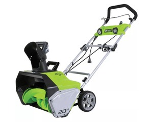lot 31 image: Greenworks 20 In. 13A Electric Snow Blower, Green