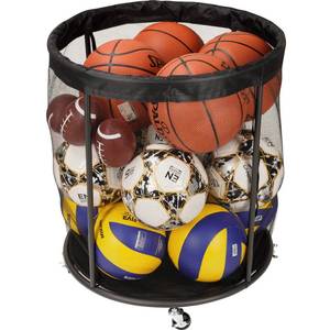 lot 16476 image: Kingarage Ball Storage Cart, Ball Storage Bin for Balls, 48 Gals Mesh Ball Holder, Basketball Rack with Wheels, Outdoor, Indoor