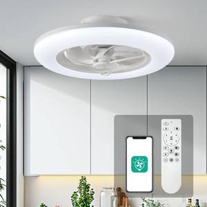 lot 16487 image: Orison Ceiling Fans with Lights- Low Profile Ceiling Fan with Light 22.4�� LED Dimmable Ceiling Fans with Remote Control,Smart 3 Light Color and 6 speeds 7 Blades