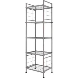 lot 16496 image: GIOTORENT 5-Wire Standing Storage Shelf, Metal Shelving Unit Pantry Rack for Laundry Kitchen Bathroom Organizer(Silver)