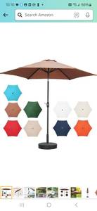 lot 16503 image: 9FT Patio Umbrella Outdoor Umbrella for Garden Umbrella with Push Button Tilt