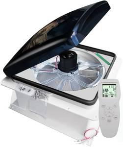 lot 16533 image: RVLOVENT RV Roof Vent Fan 12V Auto Remote Control 14 inch 10 Speed (Smoke)