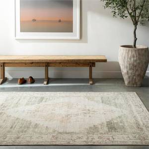 lot 18281 image: Livabliss x Becki Owens Luca Medallion Area Rug, 53 x 7, Olive - Retail $147.62