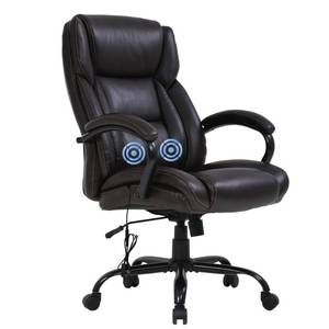 lot 18294 image: Office Chairs Big and Tall 500lbs Wide Seat for Heavy People Ergonomic Massage PU Leather Executive Chair Adjustable Rolling Swivel Computer Desk Chair with Lumbar Support Headrest Task Chair Brown - Retail $167.21
