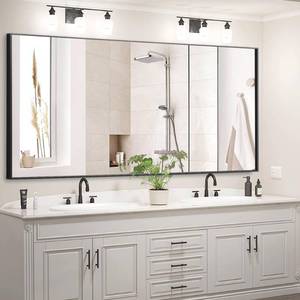 lot 18300 image: Bonverre 60x30 Inch Black Bathroom Mirror for Wall, Aluminum Frame Rectangle Wall Mirror, Rectangular Vanity Mirror, Modern Large Mirror for Bedroom, Living Room, Horizontal or Vertical - Retail $208.95