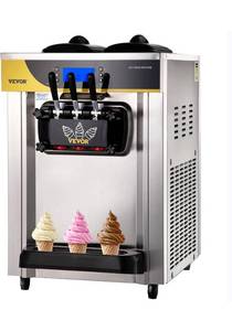 lot 18308 image: VEVOR Commercial Ice Cream Maker, 2x6L Hopper, 22-30LH High Output, 2200W Soft Ice Cream Machine wLCD Panel, Puffing & Shortage Alarm, Countertop Soft Serve Maker for Restaurant Home Party, Silver