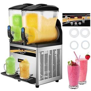 lot 18313 image: VEVOR Commercial Slushy Machine, 15Lx2 Tank Margarita Maker, 1000W Stainless Steel Smoothie Frozen Drink Maker for Supermarkets Caf�s Restaurants Bars Home Use - Retail $853.74