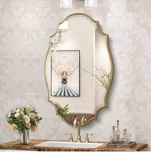 lot 18324 image: Jesantab Scalloped Oval Wall Mirror, 24��X36�� Gold Bathroom Vanity Mirror, Ornate Decorative Mirror for Living Room, Washroom, Bedroom, JE-YM2307-1