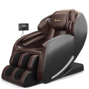 lot 18327 image: Real Relax Massage Chair Favor-06, Full Body Zero Gravity SL-Track Shiatsu Massage Recliner Chair with APP Control, Brown - Retail $1630.54