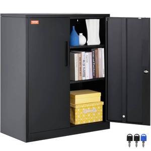 lot 18329 image: VEVOR Metal Storage Cabinet with 2 Magnetic Doors and 2 Adjustable Shelves, 200 lbs Capacity per Shelf, Locking Steel Storage Cabinet, 42 Metal Cabinet with 3 Keys, for Home, Office, Garage - Retail $159.97
