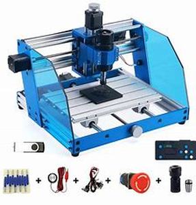 lot 16513 image: WOLFPAWN CNC ROUTER MACHINE 3018 BLUE ALL METAL FOR BEGINNER WITH EMERGENCY-STOP 3 AXIS GBRL CONTROL ENGRAVING MACHINE MILLING CARVING WOOD ACRYLIC MDF PVC PLASTIC 300X180X60MM (775 MOTOR)