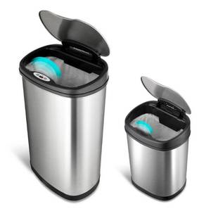 lot 1206 image: Nine Stars Combo 13gal50L and 3.2gal12L Motion Sensor Step Trash Can.