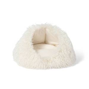 lot 2213 image: High Pile Cave Pet Bed - Cream - The Cuddle Collab with Ghost & Wren