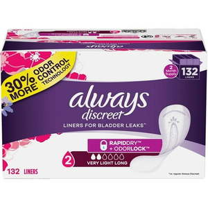 lot 2226 image: Always Discreet Incontinence Liners Very Light Absorbency (132 ct.)