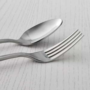 lot 3206 image: 20-Piece Matte Stainless Steel Flatware Set - Dishwasher Safe (MISSING 4 FORKS)