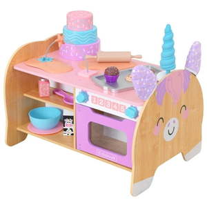 lot 7200 image: KidKraft Foody Friends Baking Fun Unicorn Wooden Toddler Activity Center