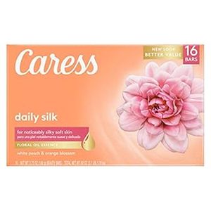 lot 7204 image: Caress Daily Silk Bar Soap White Peach and Orange Blossom 3.75 Ounce (16 Pack)