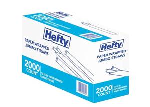 lot 7206 image: Hefty Jumbo Translucent Wrapped Plastic Straws (2,000 Count)