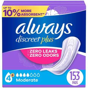 lot 7207 image: Always Discreet Incontinence Pads Moderate Absorbency (Has Been Opened)