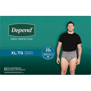 lot 7212 image: Depend Fresh Protection Adult Incontinence Underwear for Men, Extra-Large (80 Count)