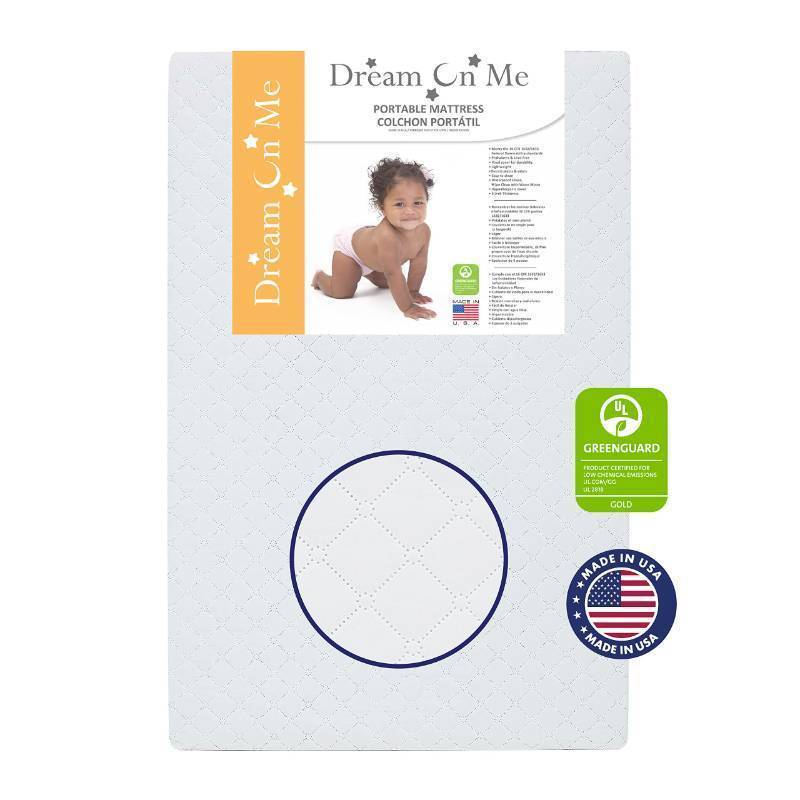 lot 56085 image: Dream On Me Holly 3�� Fiber Portable, Greenguard Gold Certified, Waterproof Vinyl Cover, Lightweight Mini Crib Mattress, White