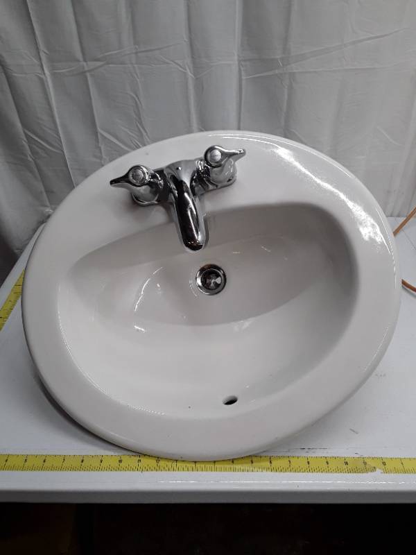 lot 56098 image: Gerber Commercial Grade Bathroom Sink with Faucet