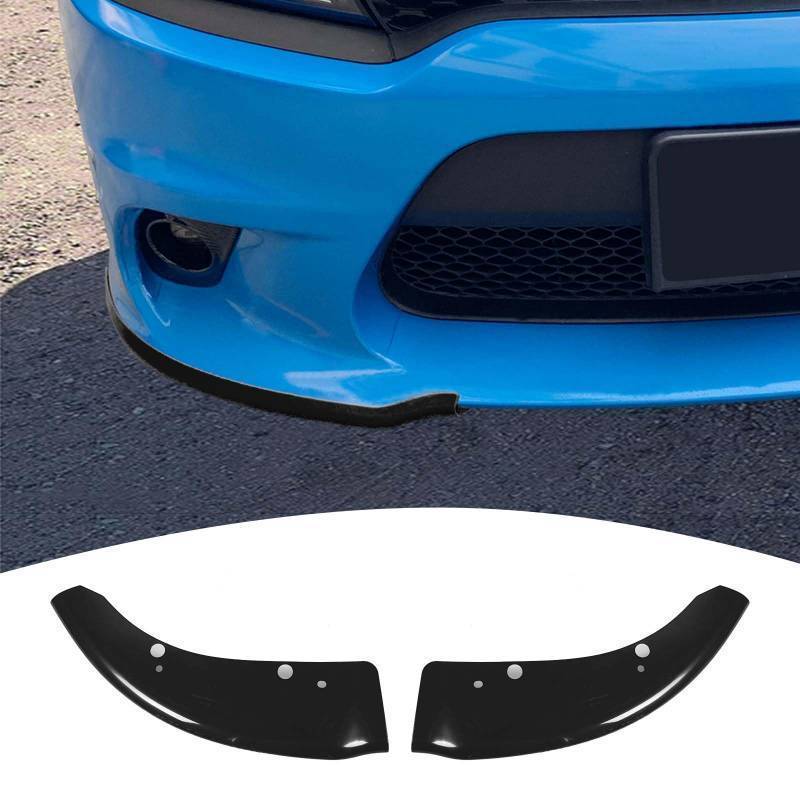 lot 55818 image: PDKLIN for Charger Front Bumper Lip Splitter Protector Cover Trim for 2015-2023 Dodge Charger SRT Hellcat Black Exterior Accessories 2pcs