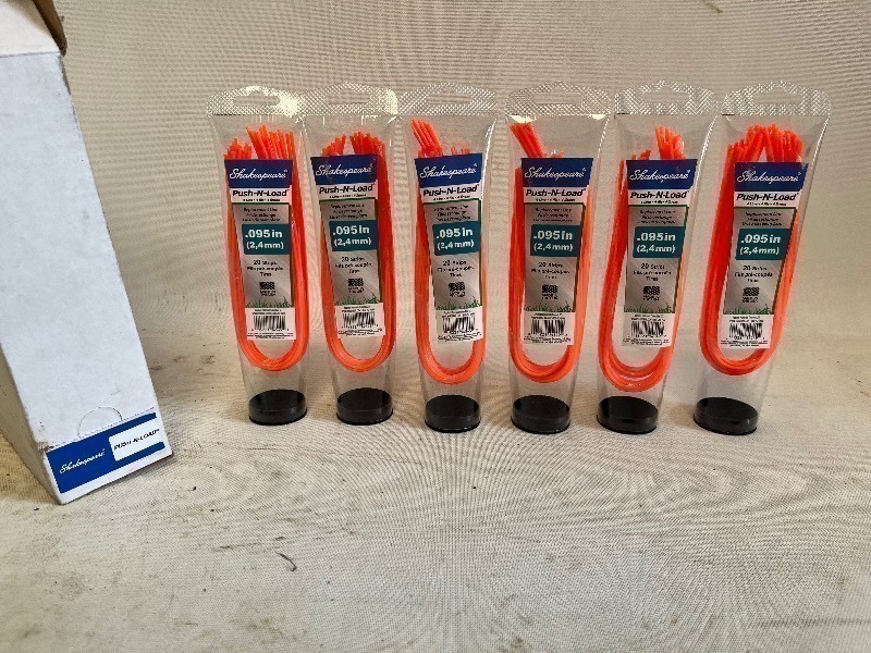 lot 216 image: SHAKESPEARE PUSH N LOAD WEED WACKER TWINE CASE (6 PACKS of 20 STRIPS of 4 LINE) .095