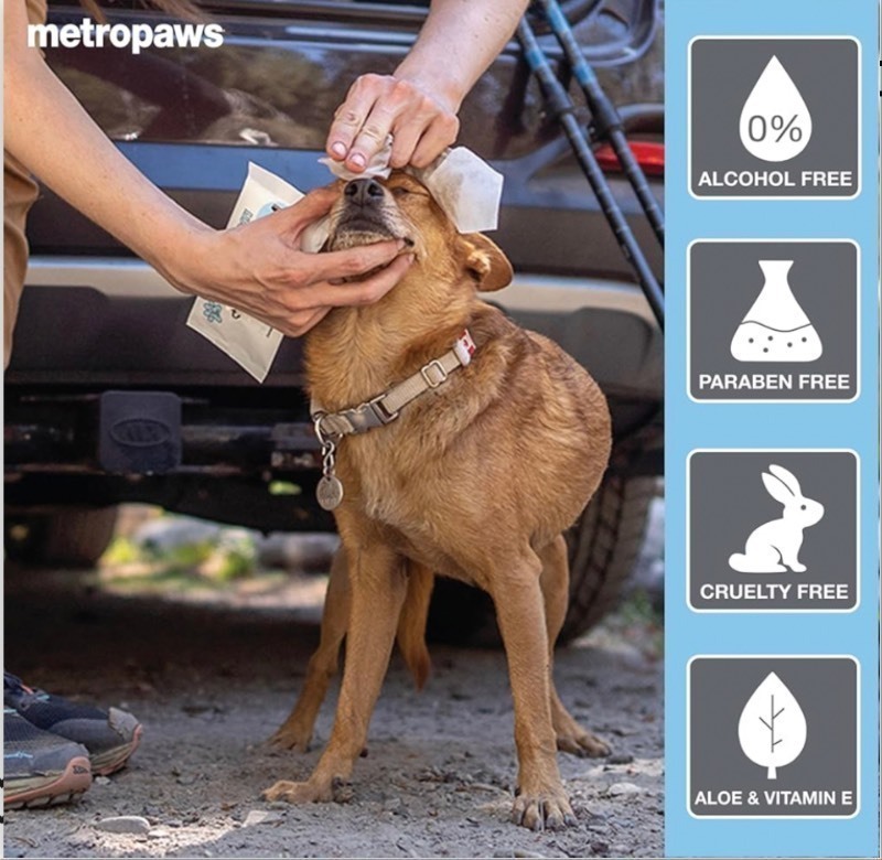 lot 114 image: 200 MetroPaws Peppermint Scented Charcoal Dog Wipes, Extra Large & Thick Cleaning Wipes Ideal for Dogs, Pet Wipes for Paws, Butt, Ears and Eyes