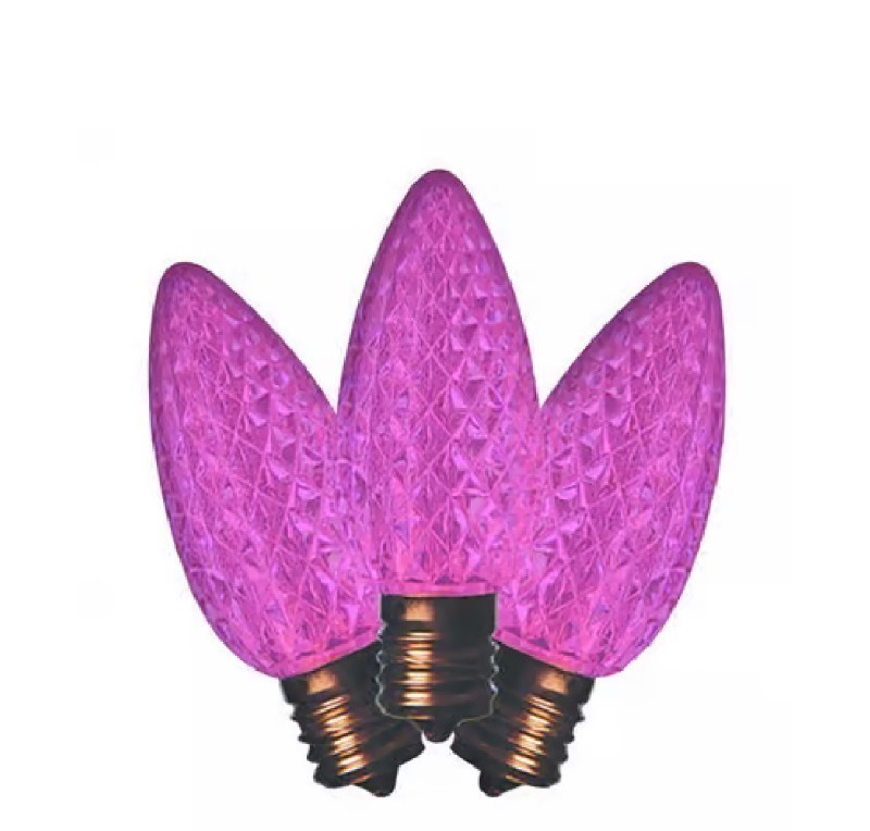 lot 152 image: Celebrations - 50-light C9 Pink LED Christmas Light bulb box, see images