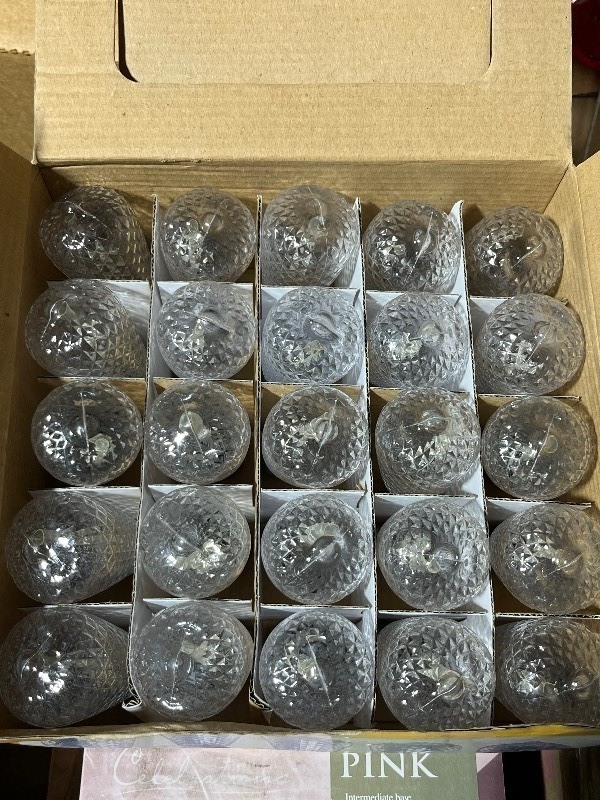 lot 147 image: Celebrations - 25 Edison bulbs super bright Cool White LED Christmas light bulb box