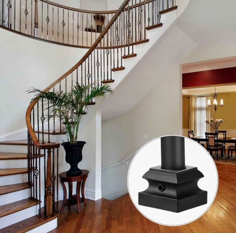 lot 7 image: 16 Iron Baluster Shoes Flat Shoe with Screw Set Suitable for 58 Inches Sq Staircase Balusters Metal Baluster Hardware Shoes Spindle Railing Indoor Outdoor Handrail