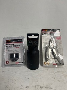 lot 52 image: PT TOOL BUNDLE  OIL FUEL FILTER SOCKET, FWD AXLE NUT SOCKET 36mm, 7-1 MULTI-TOOL MINI