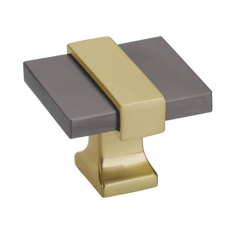 lot 2627 image: Amerock  Cabinet Knob  Black ChromeBrushed Gold  1-38 inch (35 mm) Length  Overton  1 Pack  Drawer Knob  Cabinet Hardware (B09BZX8T4C)