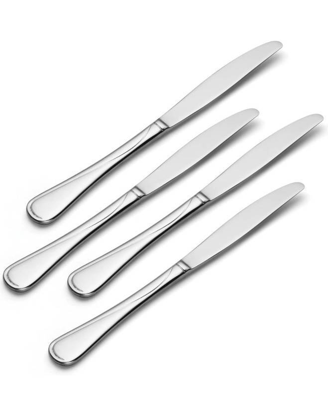 lot 2200 image: Oneida Flight Everyday Flatware Dinner Knives, 4 pack, 1.00 LB, Satin Sand Dune
