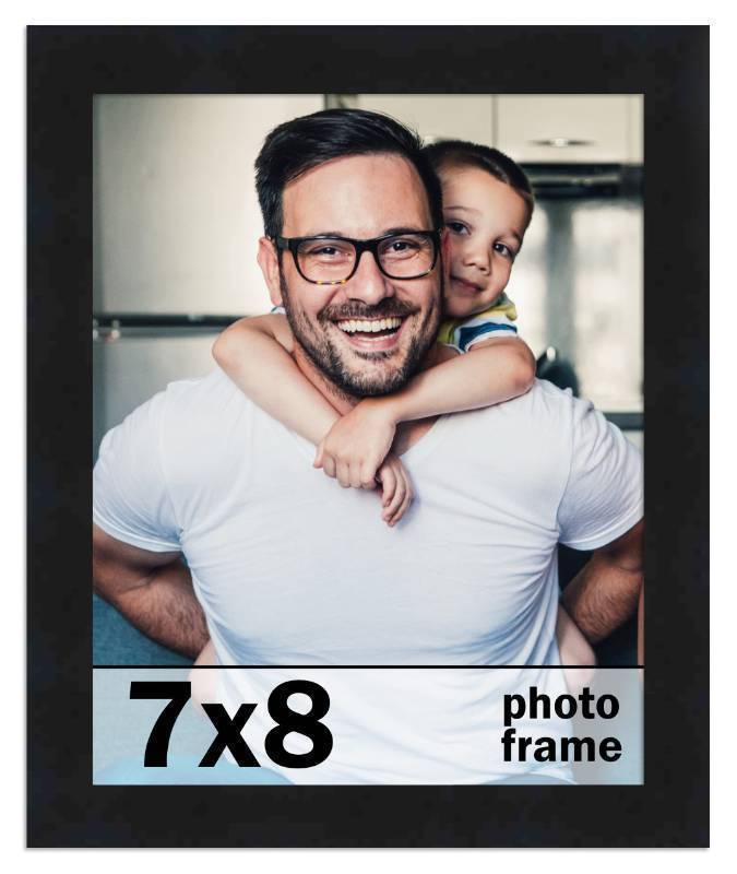 lot 2206 image: 7x8 Frame Black Picture Frame - Complete Modern Photo Frame Includes UV Acrylic Shatter Guard Front, Acid Free Foam Backing Board, Hanging Hardware Wood Wall Frames for Family Photos - no Mat