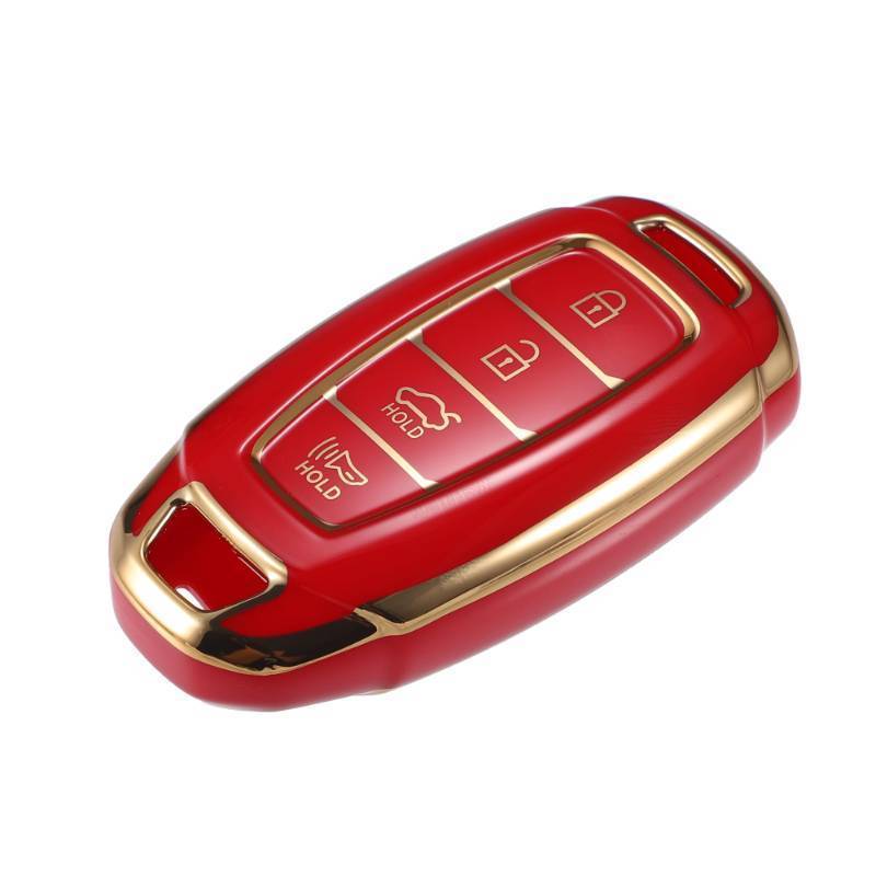 lot 2211 image: VekAuto Key Fob Cover Compatible for Hyundai Elantra Accent Santa Fe, 4 Buttons Soft TPU Red Remote Keyless Smart Key Fob Case Protection Shell
