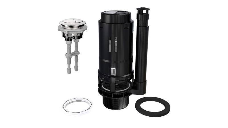 lot 2236 image: R&T A2422M 3-Inch Dual Flush Valve with Push Button Dual Flush Toilet Repair Kit Toilet Tank Parts Replacement for 2-piece Toilet