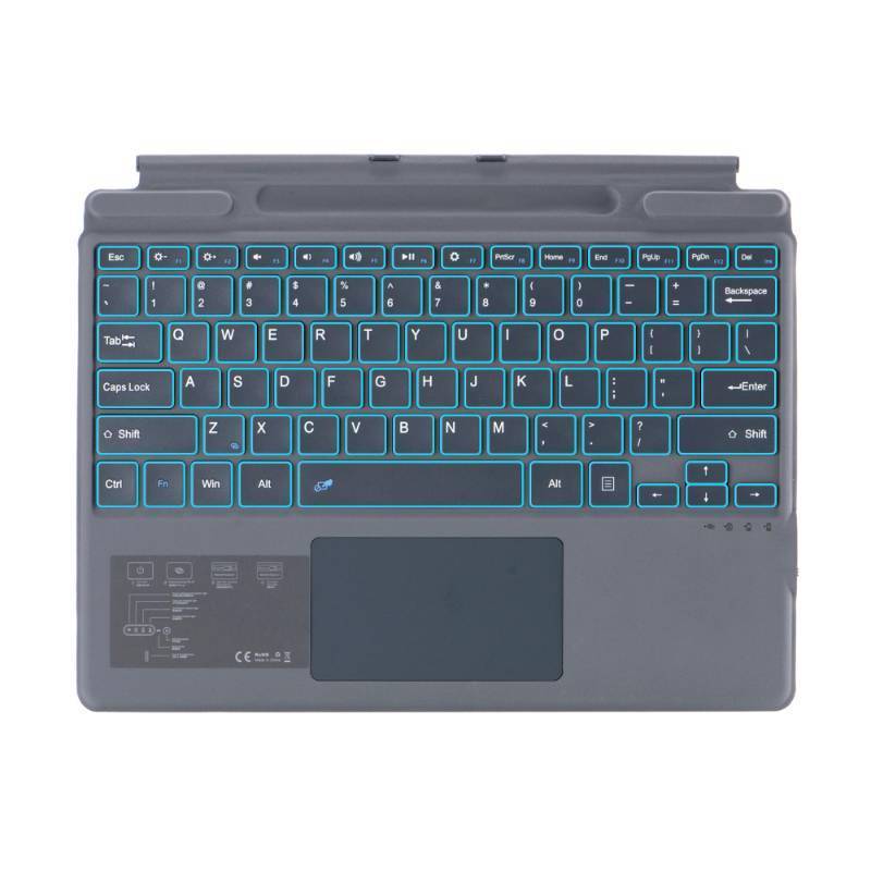 lot 2237 image: Zoof Type Cover for Microsoft Surface Pro 11  Pro 10  Pro 9  Pro 8  Pro X, Portable Slim Wireless Keyboard with Touchpad Tablet Keyboard (Gray with Backlight)