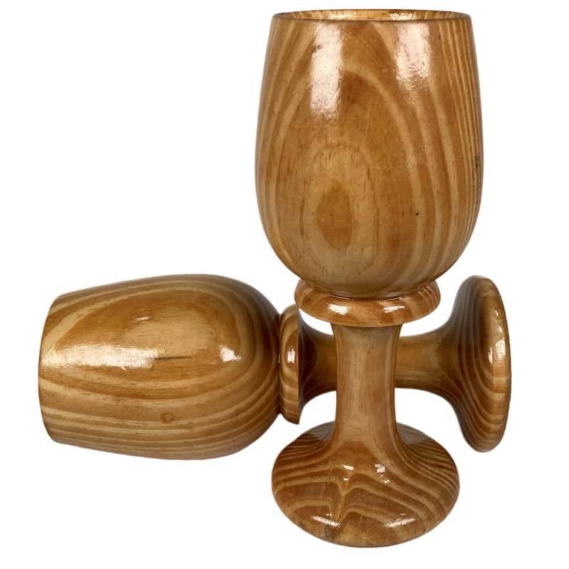 lot 2250 image: Antique Wooden cups set of 2 Natural Vibe Wooden wine Goblet Rustic Elegance Eco wine set of 2 Heritage Harvest cup
