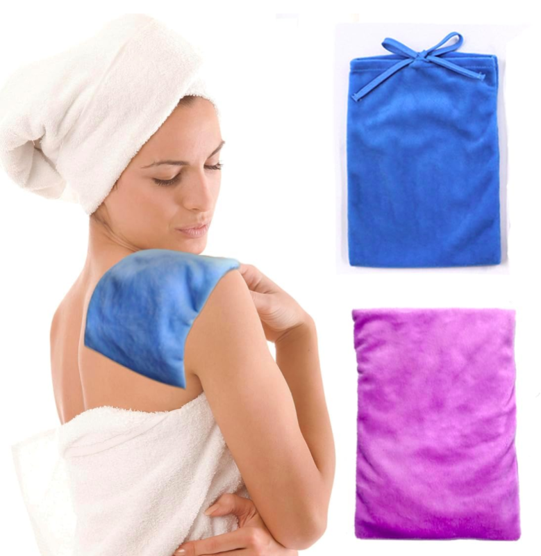 lot 2172 image: Microwavable Heating Pad, Moist Heat Pad for Pain Relief, Cramps, Menstrual, Tension and Stress, Heat Compress Wrap for Neck, Back, Shoulders, Abdomen, Joints. Clay, Lavender. 1 Pcs, Purple