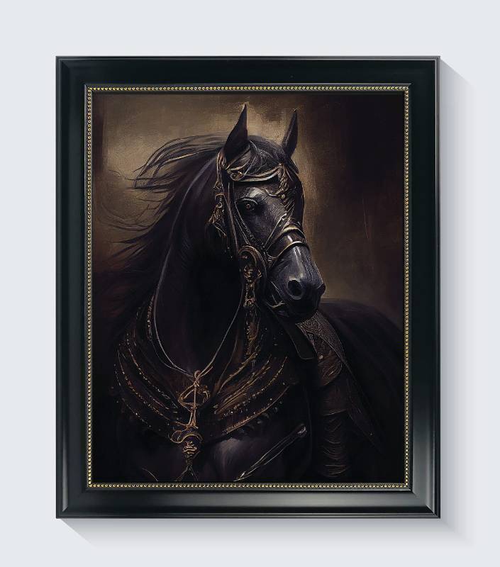 lot 2633 image: Evil Knight Horse Gothic Art Print Poster, Goth Wall Art Painting Decor, Gothic Artwork Decoration for Bedroom, Living Room Art. (Evil Knight Horse, 11x14 inches (Unframed))