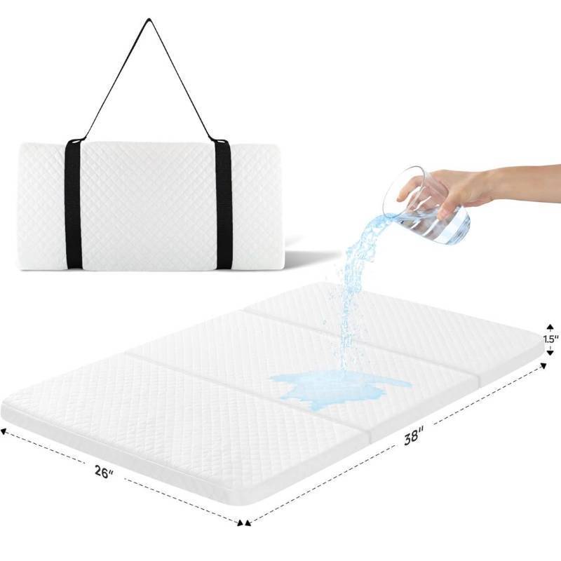 lot 2641 image: Stuffed Pack and Play Mattress (38 x 26 inch), Tri-fold Travel Pack n Play Mattresses, Protable Waterproof Playard Mattress for Pack n Play, Mini Crib Mattress Nap Mat Foldable with Travel Strap