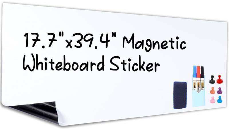 lot 2638 image: HAMIGAR Magnetic Whiteboard Contact Paper 17.5 X 39.4 White Board Sticker for Wall, Whiteboard Stick on Wall Peel and Stick Wallpaper Magnetic Whiteboard for Wall Dry Erase Board Adhesive Poster